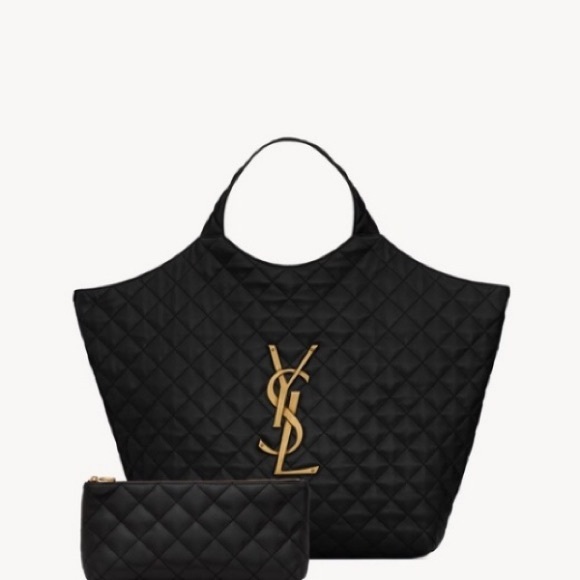Saint Laurent Large Black Quilted Leather Shopper Tote - Picture 1 of 10